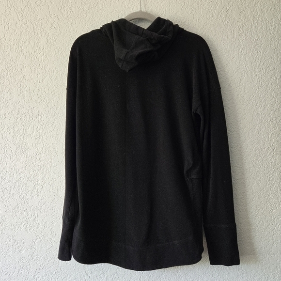 Sweaty Betty M Black Cotton Hooded‎ Sweatshirt High Neck Thumbholes - Picture 5 of 8
